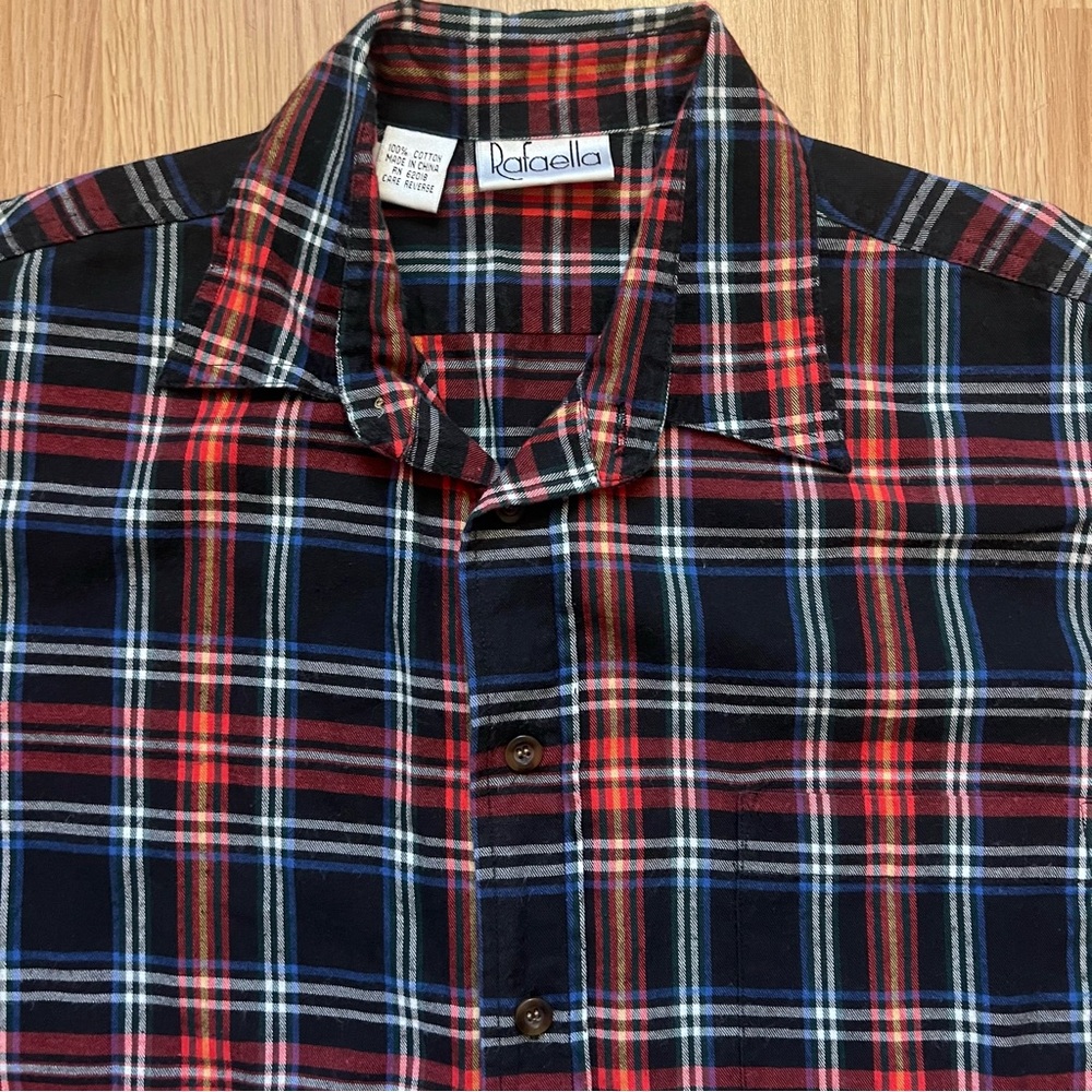 Rafaella Women’s 100% Cotton Button Down Plaid Flannel Top Size 8 Holiday Colors - Picture 6 of 8